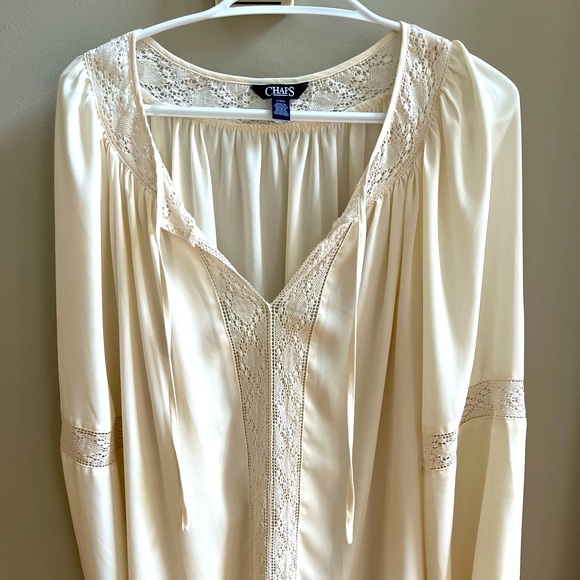 CHAPS oversized blouse in oatmeal - Picture 2 of 8